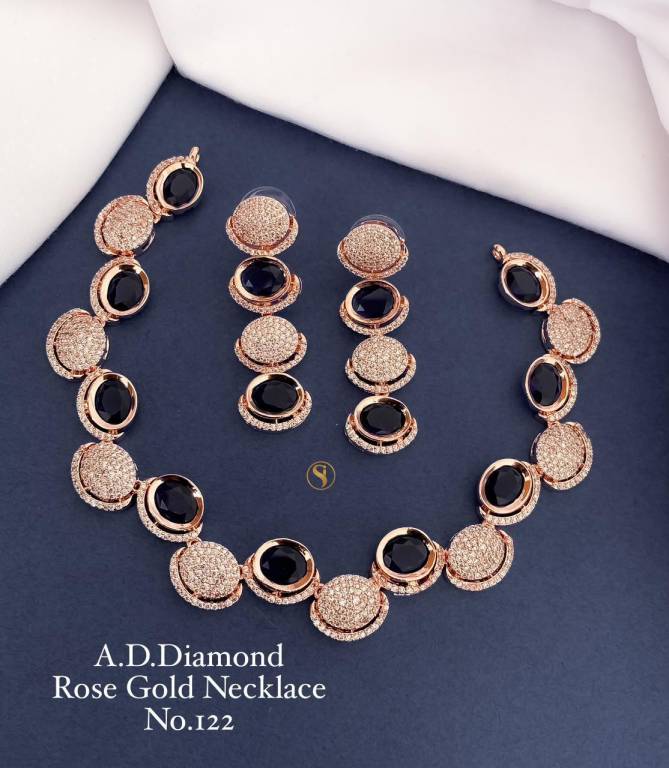 Silver And Rose Gold AD Diamond Necklace 4 Catalog
